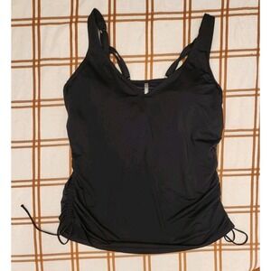Lands End Tankini Swim‎ Top Size 16P Black Underwire Tank Plus Women's